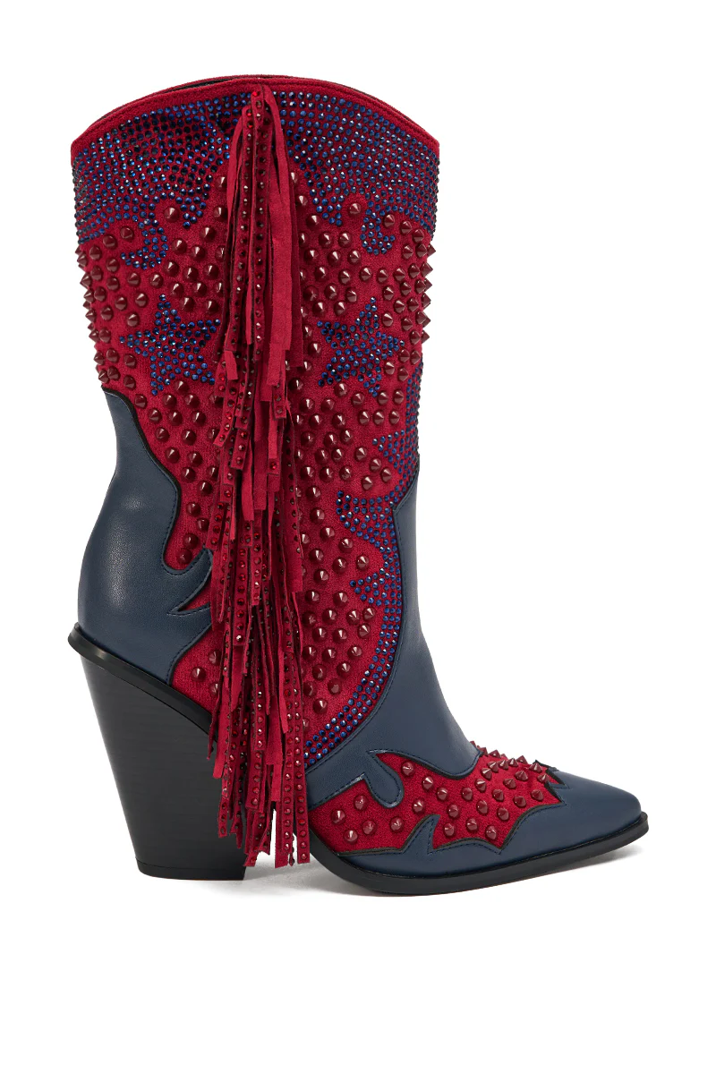 AZALEA WANG BETHANIE MULTI RHINESTONE FRINGE WESTERN BOOTIE - Image 6