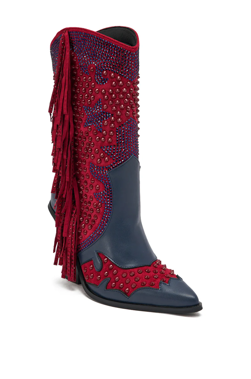 AZALEA WANG BETHANIE MULTI RHINESTONE FRINGE WESTERN BOOTIE - Image 7