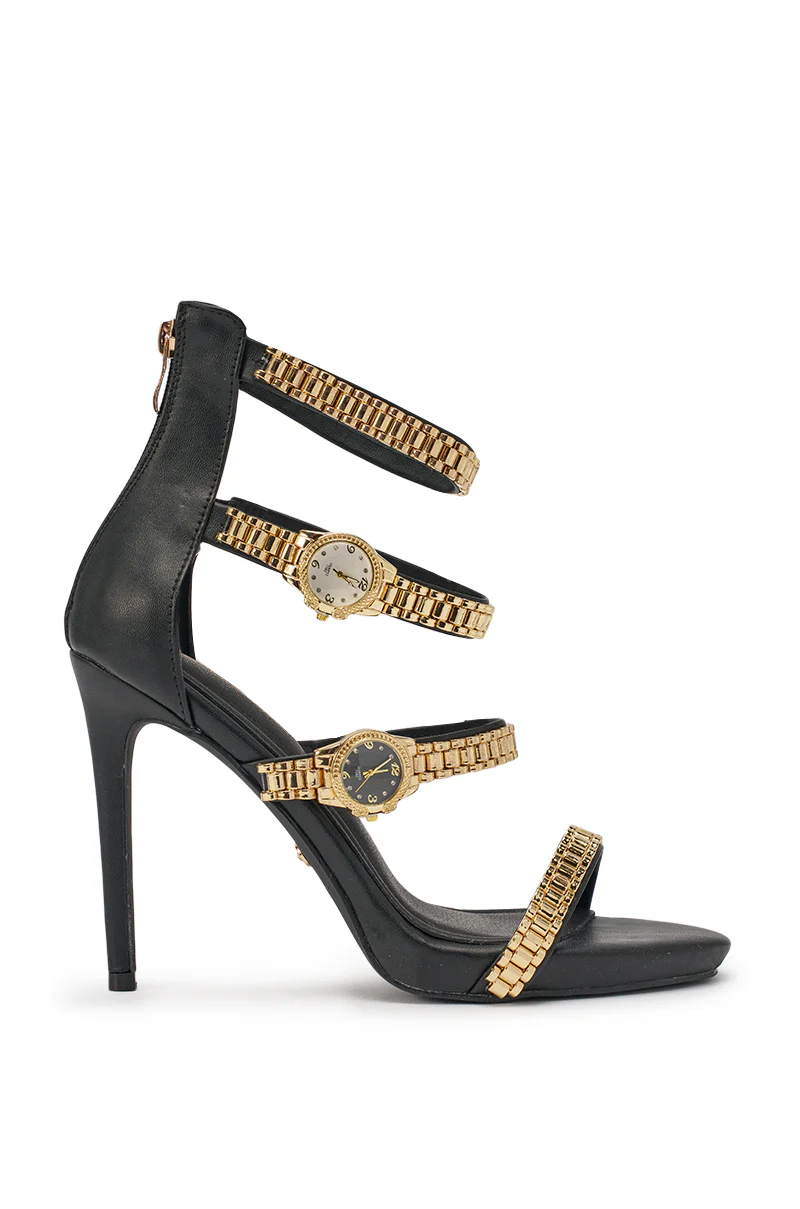 AZALEA WANG BEZEL WATCH STRAP NOVELTY STILETTO SANDAL - Image 4