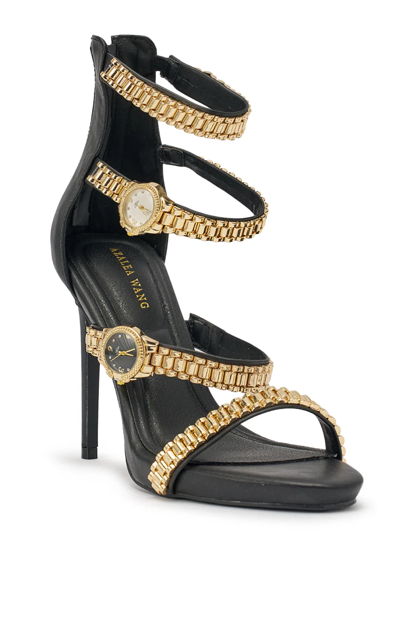 AZALEA WANG BEZEL WATCH STRAP NOVELTY STILETTO SANDAL - Image 5