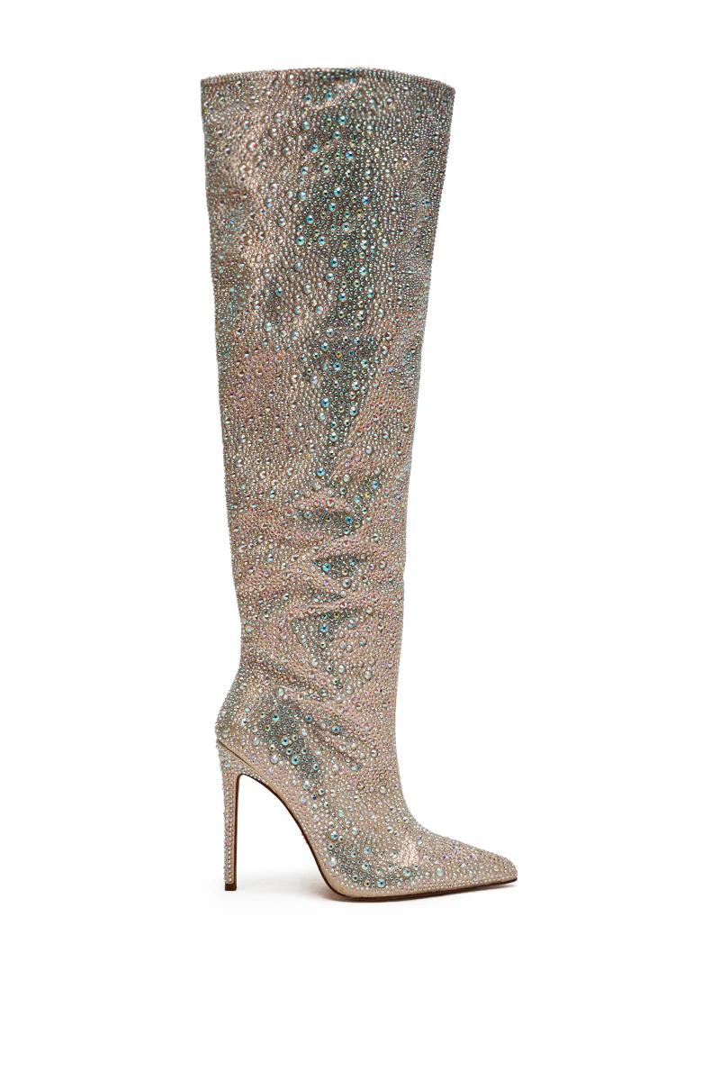 AZALEA WANG BIBBLE GOLD RHINESTONE STILETTO OVER THE KNEE BOOT - Image 4