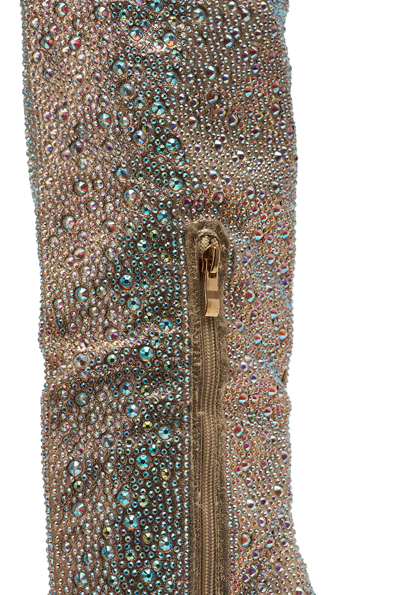 AZALEA WANG BIBBLE GOLD RHINESTONE STILETTO OVER THE KNEE BOOT - Image 7