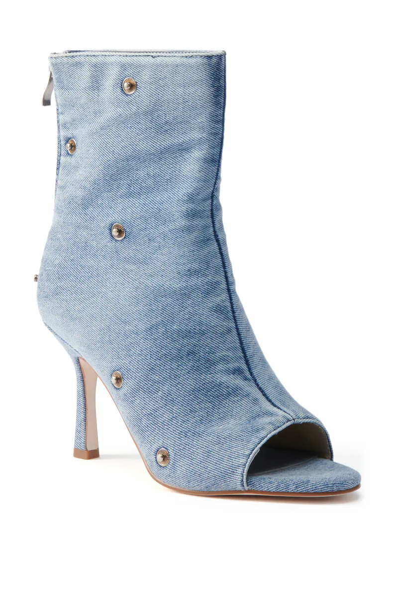 AZALEA WANG BIRD SONG DENIM OPEN TOE SNAP BOOTIE - Image 10
