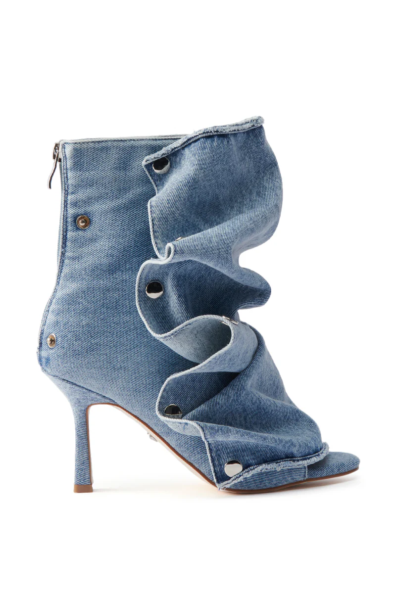 AZALEA WANG BIRD SONG DENIM OPEN TOE SNAP BOOTIE - Image 7