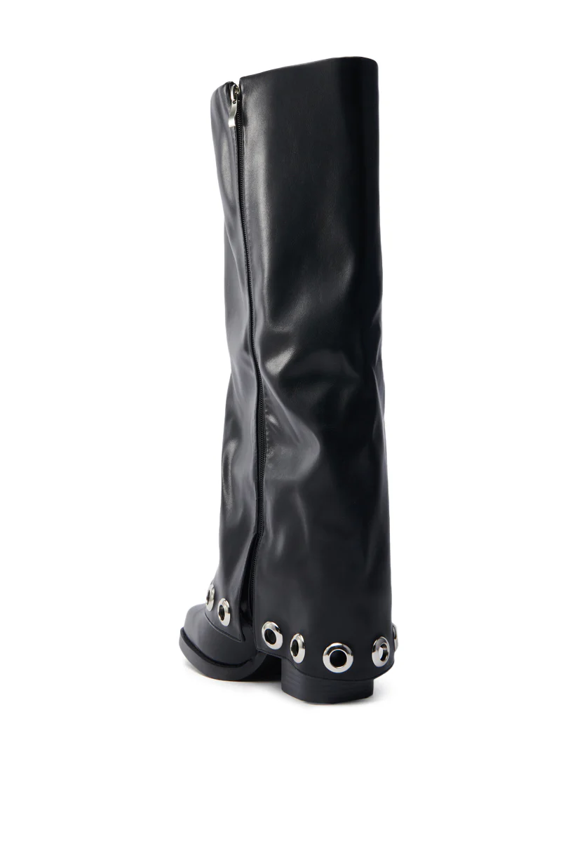 AZALEA WANG BLACK FOLD OVER CHUNKY BOOT - Image 7