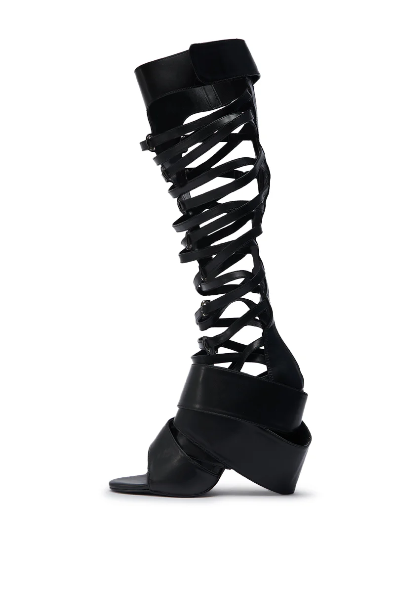 AZALEA WANG BLACKBIRD BLACK PU STILETTO GLADIATOR SANDAL - Image 3