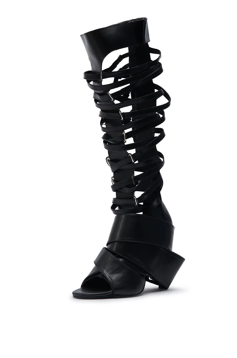 AZALEA WANG BLACKBIRD BLACK PU STILETTO GLADIATOR SANDAL - Image 4
