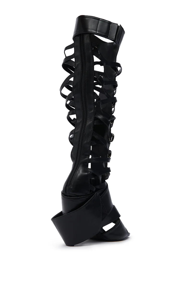 AZALEA WANG BLACKBIRD BLACK PU STILETTO GLADIATOR SANDAL - Image 5