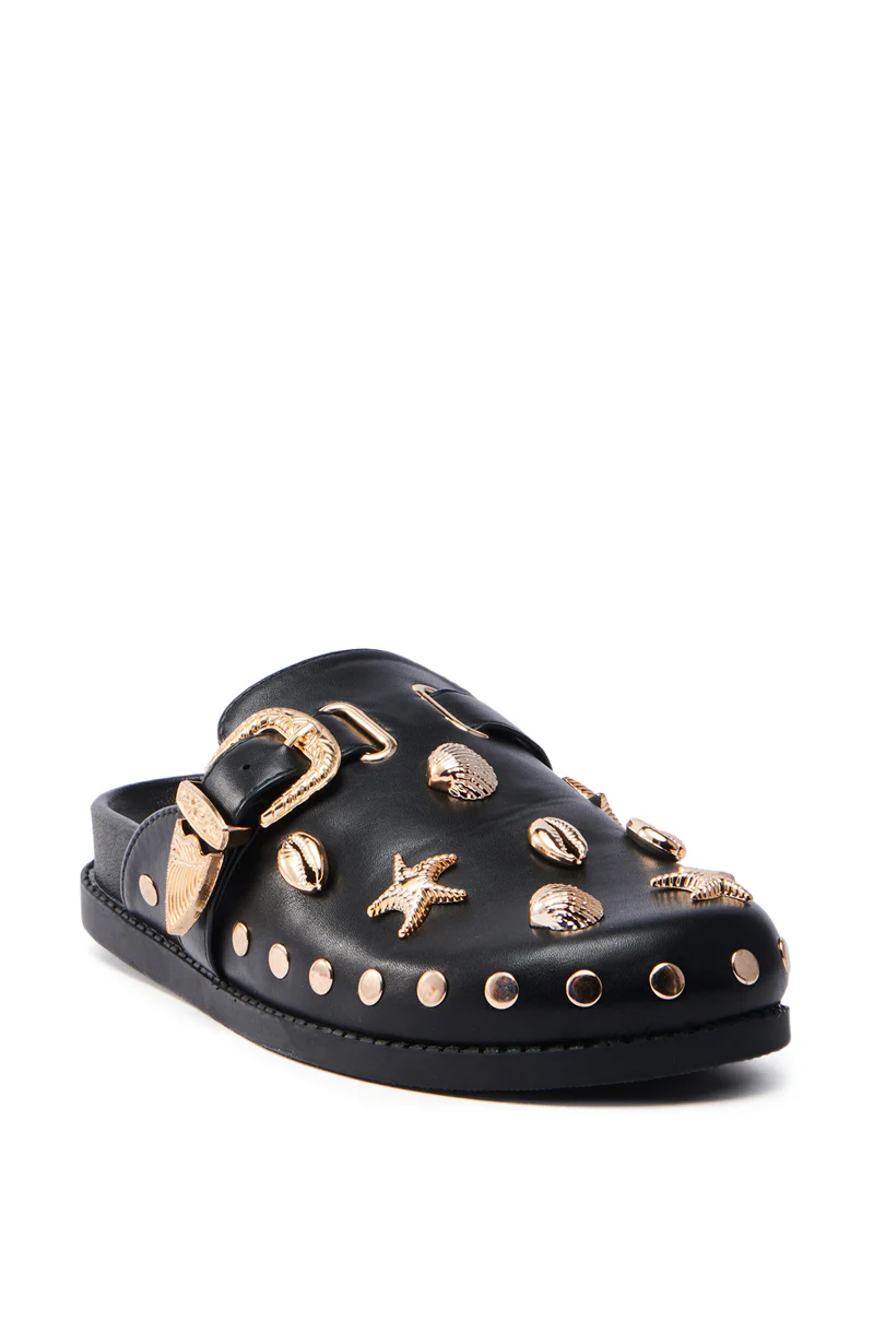 AZALEA WANG BRINY BLACK SEA SHELL EMBELLISHED CLOG - Image 4