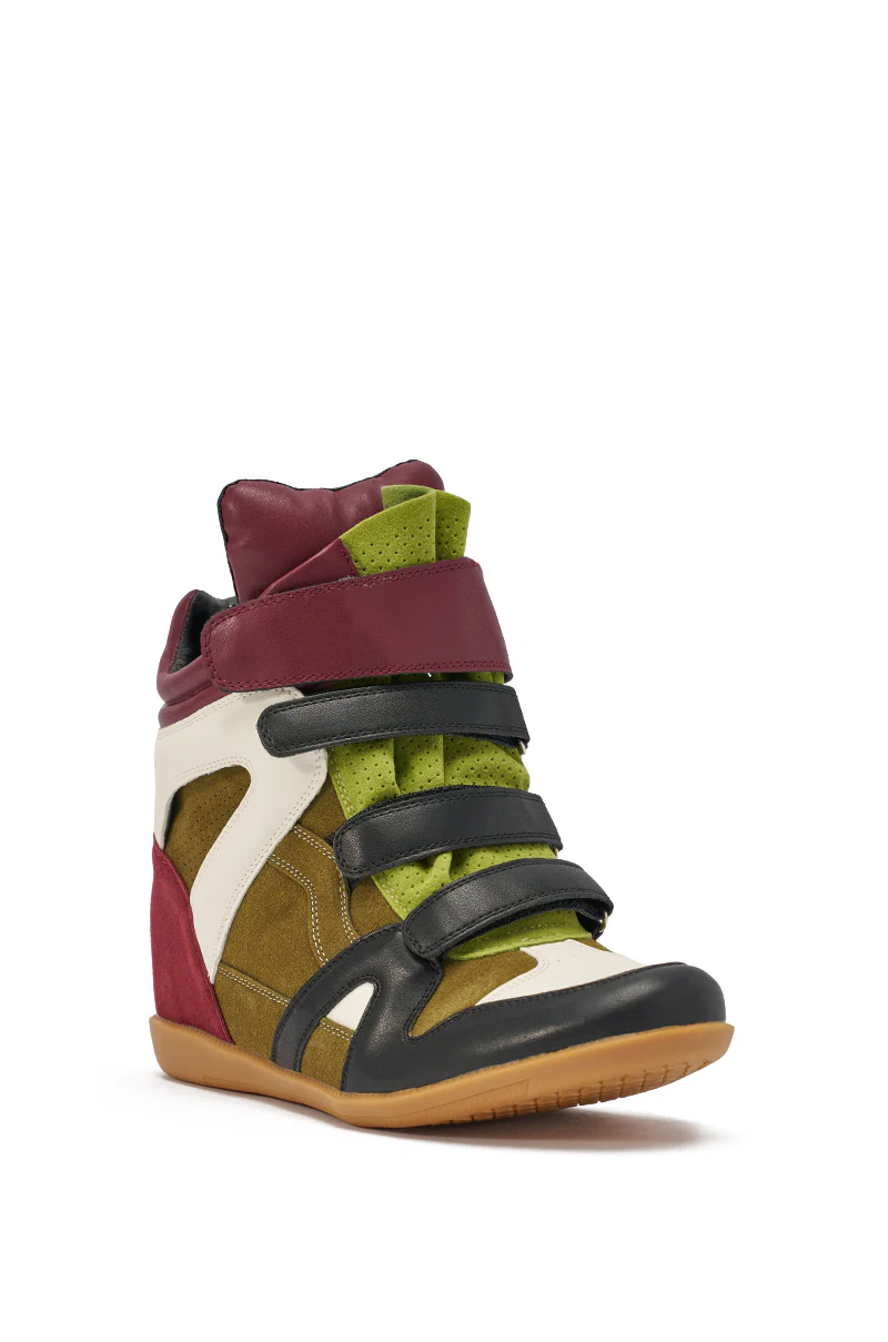 AZALEA WANG BRYANT OLIVE MULTI WEDGE SNEAKER - Image 5