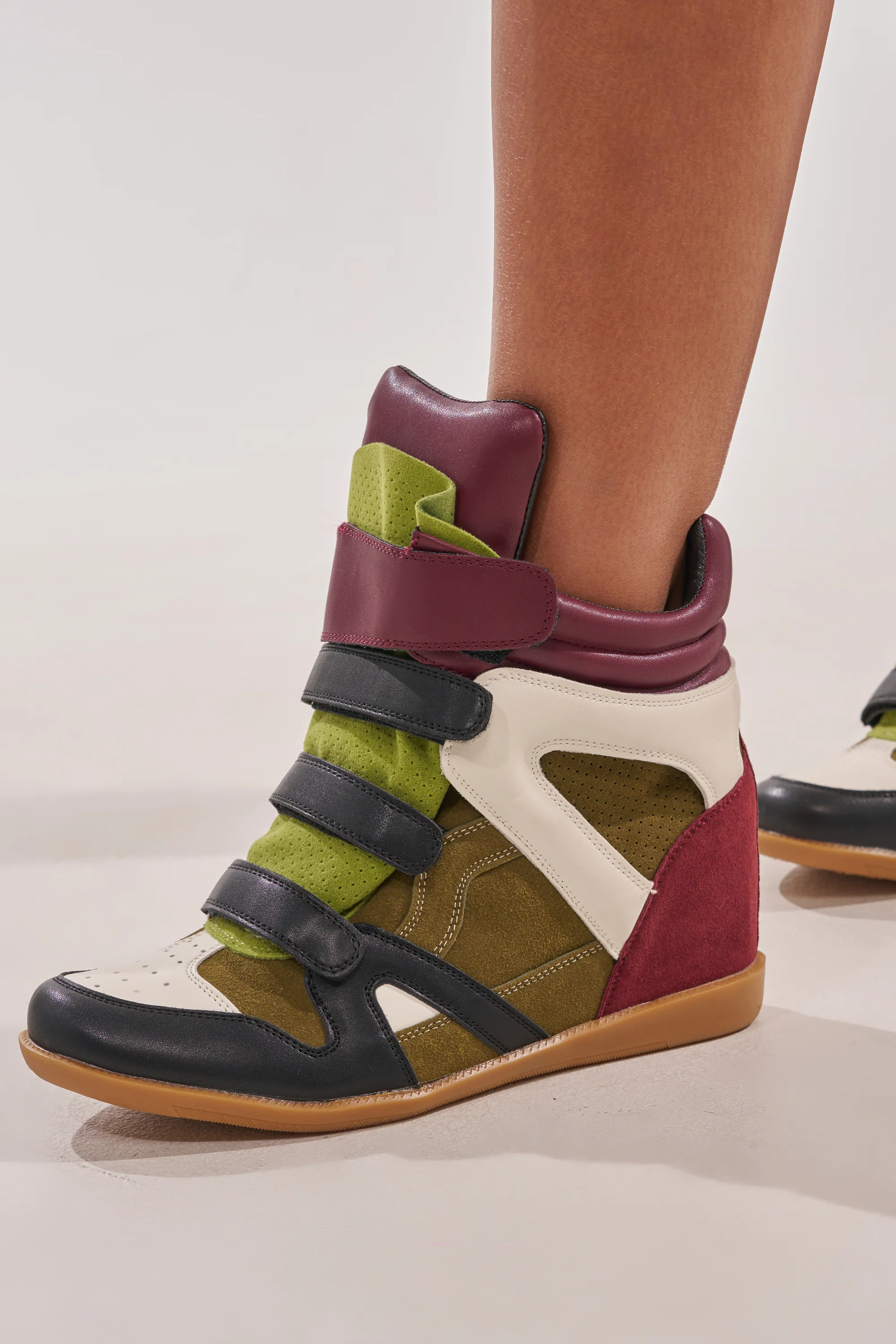 AZALEA WANG BRYANT OLIVE MULTI WEDGE SNEAKER - Image 9