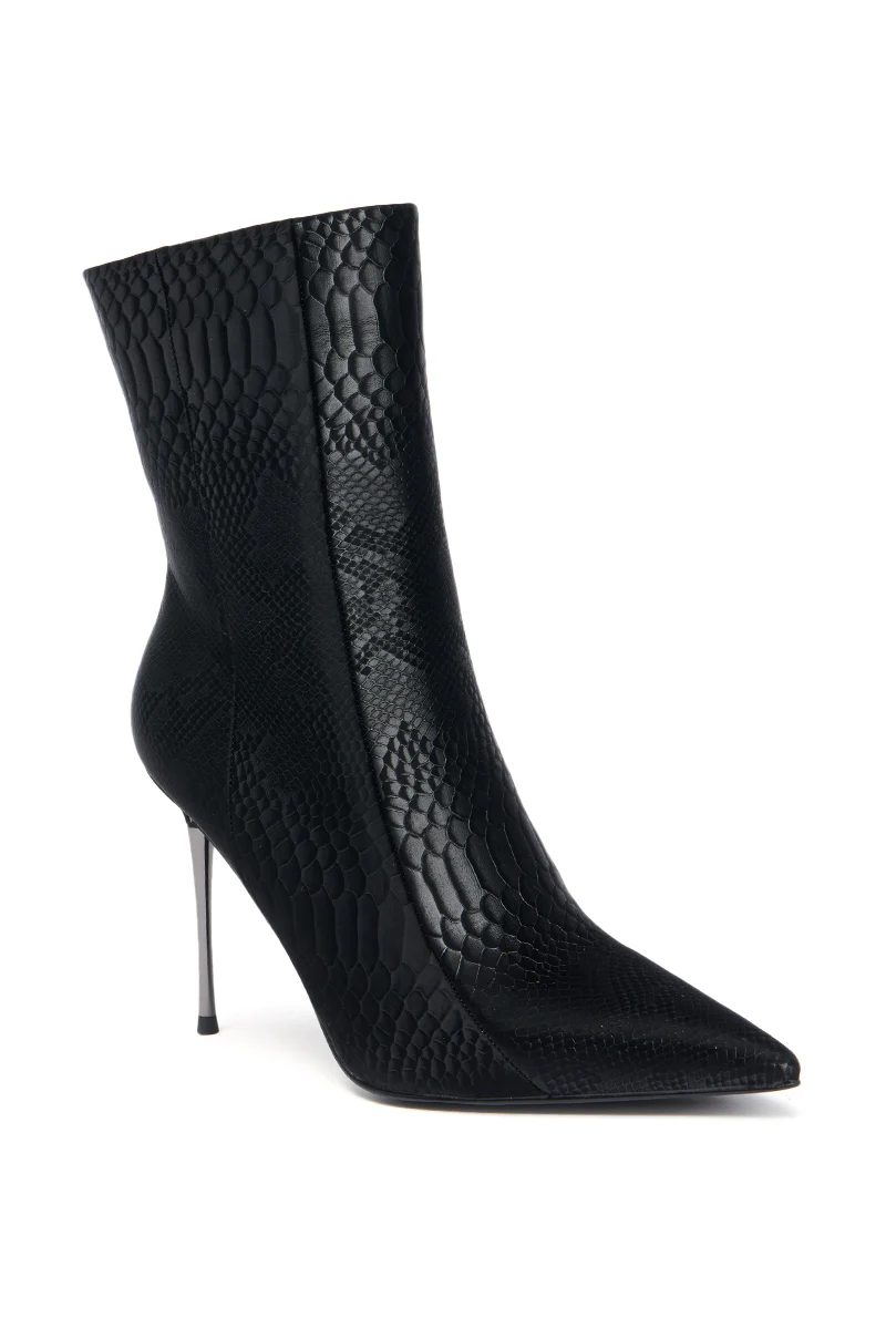 AZALEA WANG CALEAN BLACK METAL STILETTO HEEL BOOTIE - Image 3