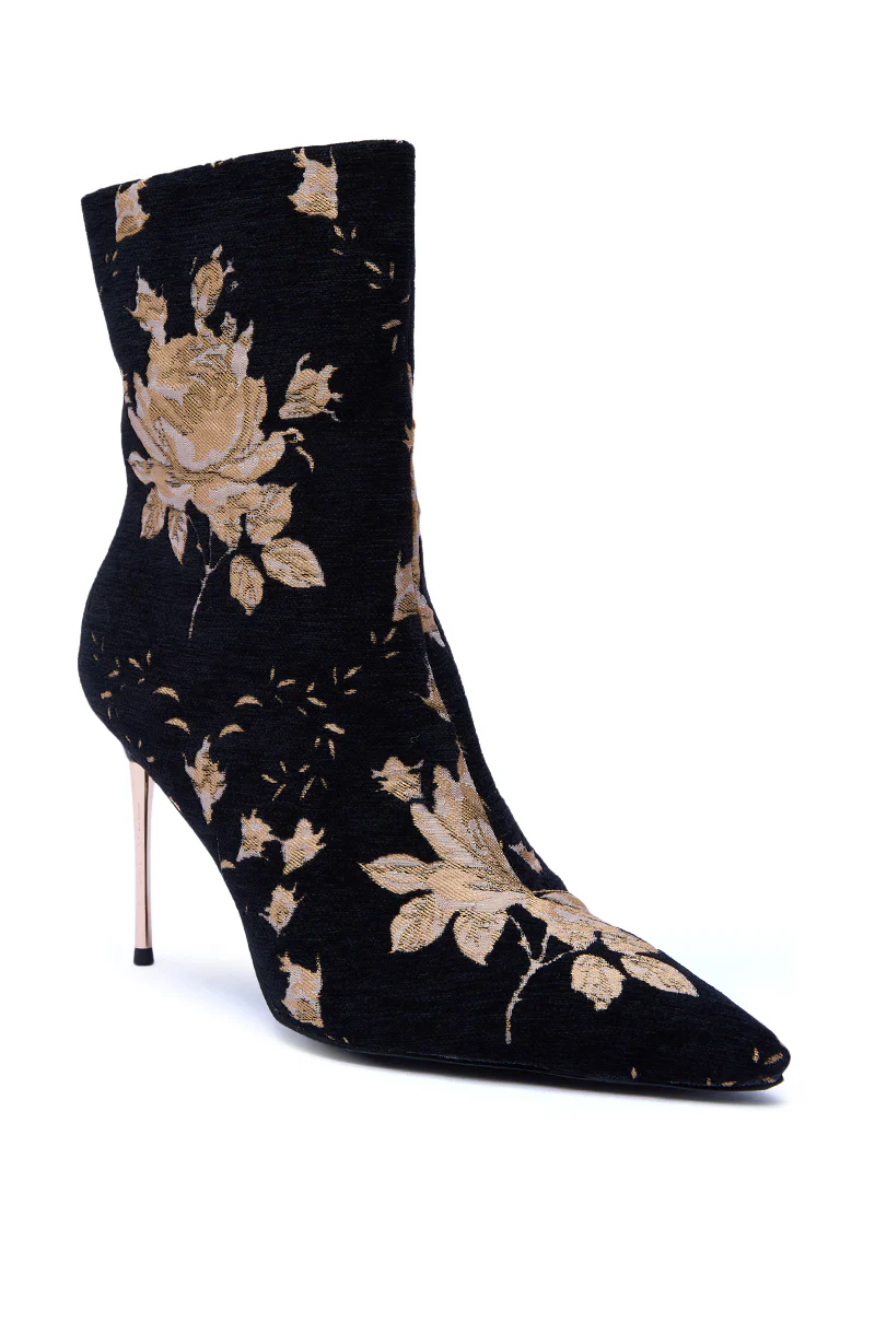 AZALEA WANG CALEAN BLACK MULTI BROCADE STILETTO BOOTIE - Image 5