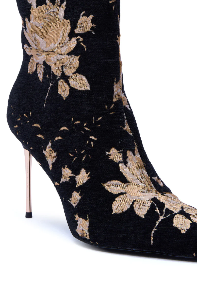 AZALEA WANG CALEAN BLACK MULTI BROCADE STILETTO BOOTIE - Image 7