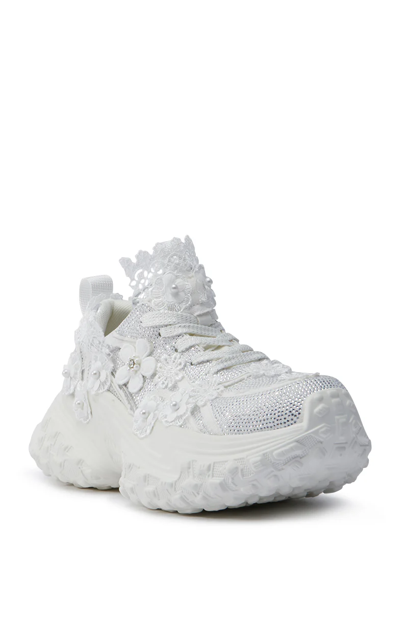 AZALEA WANG CANISH WHITE EMBELLISHED SNEAKER - Image 4