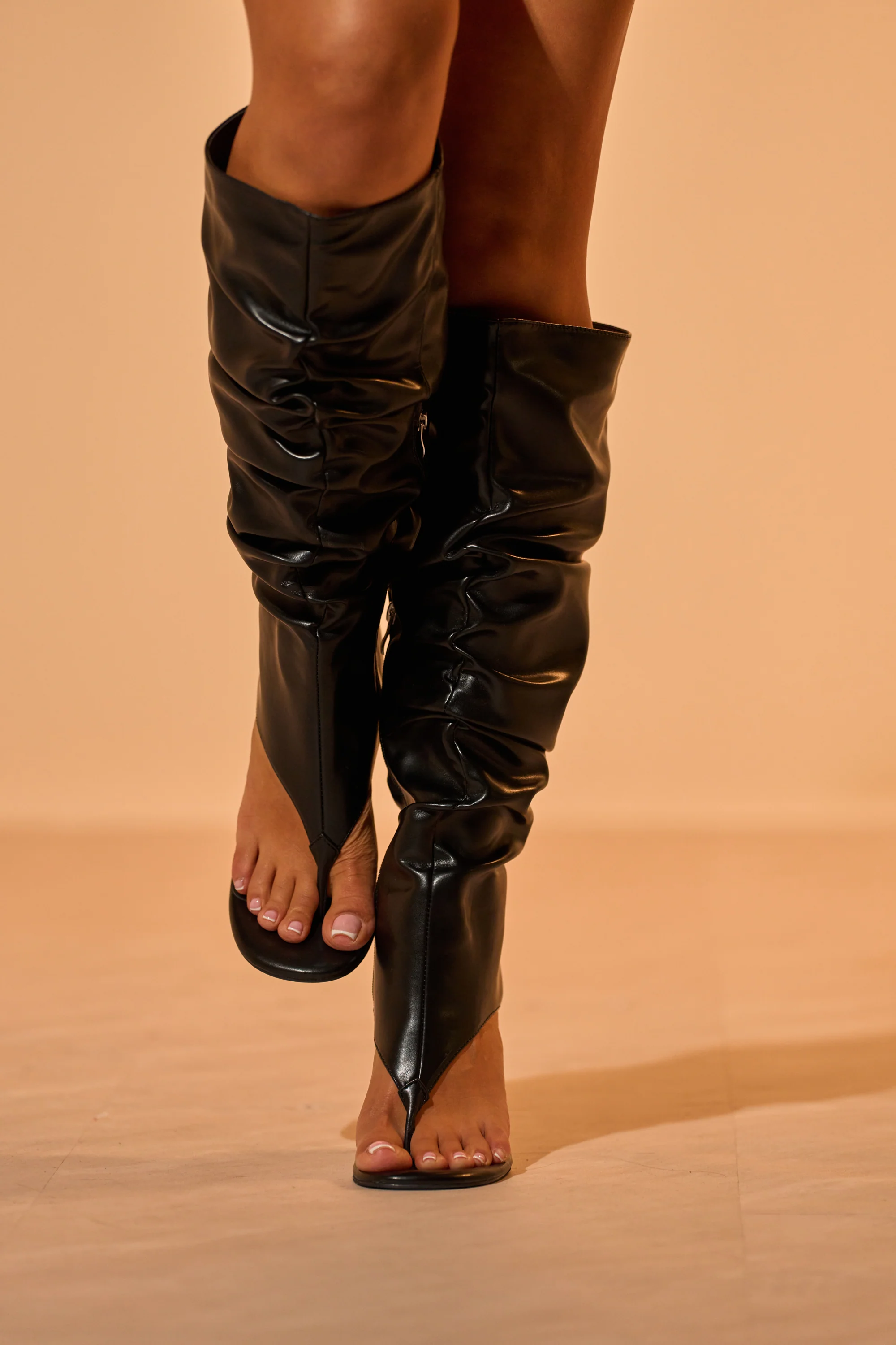 AZALEA WANG CECILL BLACK RUCHED UPPER GLADIATOR SANDAL - Image 2