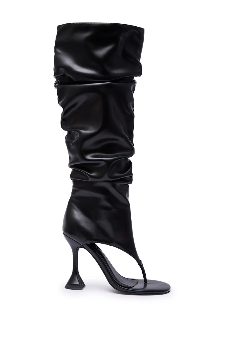 AZALEA WANG CECILL BLACK RUCHED UPPER GLADIATOR SANDAL - Image 7