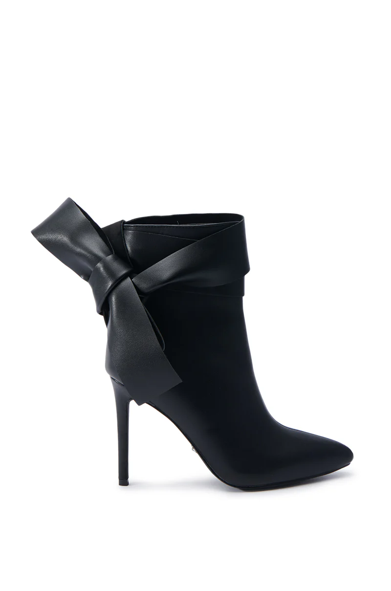 AZALEA WANG CHAUD BLACK TIE RIBBON BOOTIE - Image 5