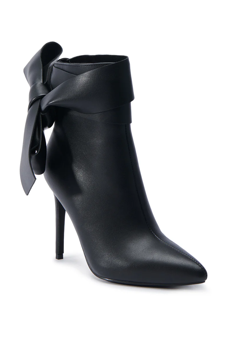 AZALEA WANG CHAUD BLACK TIE RIBBON BOOTIE - Image 6