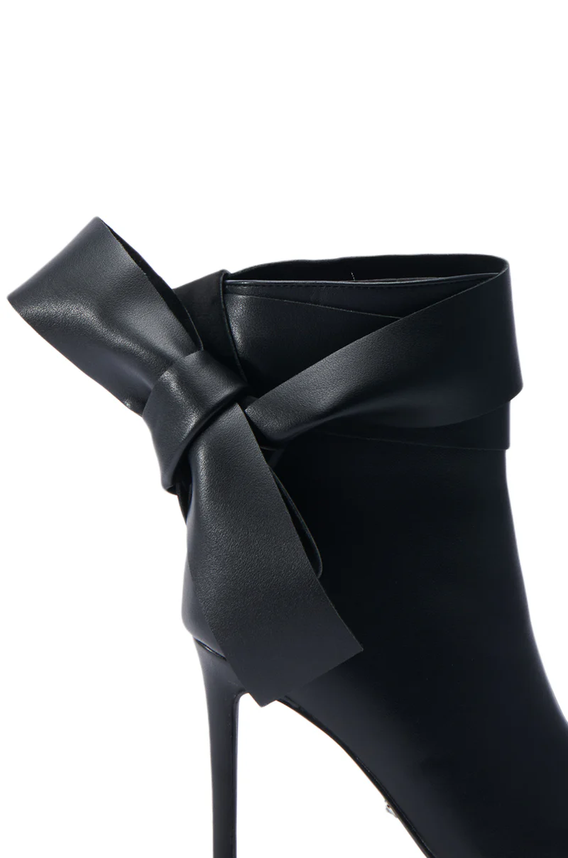 AZALEA WANG CHAUD BLACK TIE RIBBON BOOTIE - Image 8