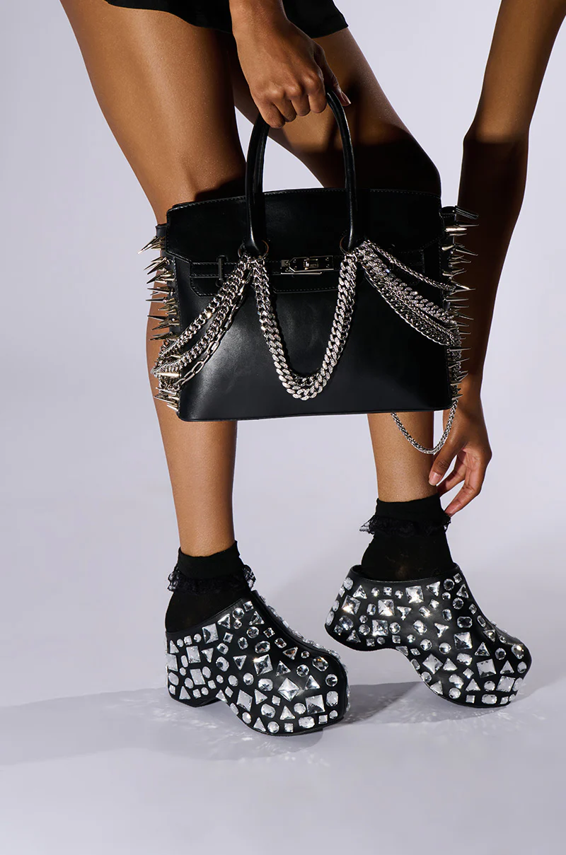 AZALEA WANG CIMMARON GEM EMBELLISHED CLOG IN BLACK - Image 2
