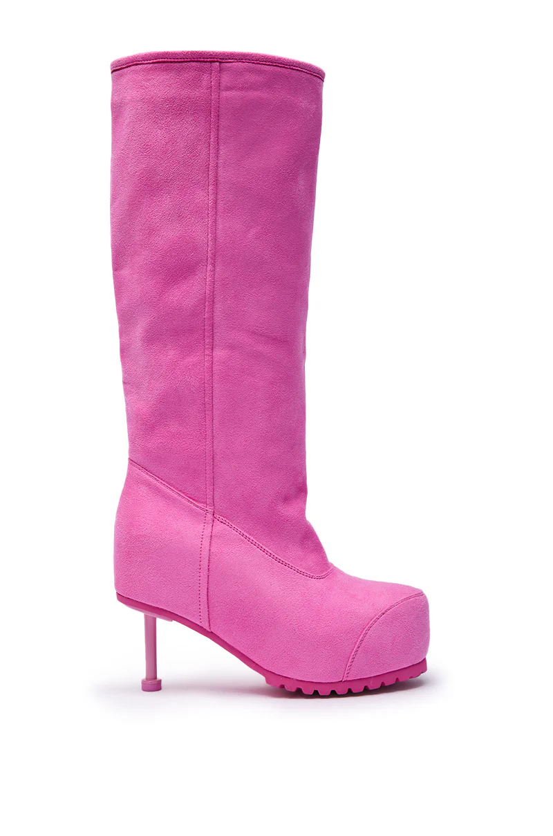 AZALEA WANG CLEDQYN PINK SUEDE STILETTO BOOT - Image 4