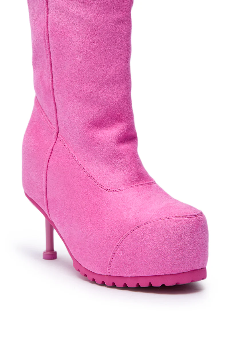 AZALEA WANG CLEDQYN PINK SUEDE STILETTO BOOT - Image 7