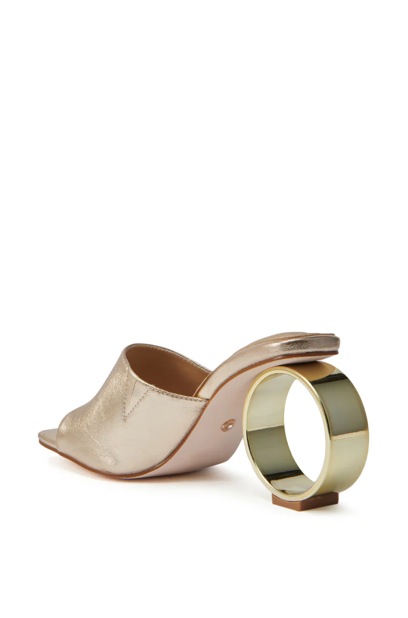 AZALEA WANG CORABELLE GOLD NOVELTY HEEL SANDAL - Image 7