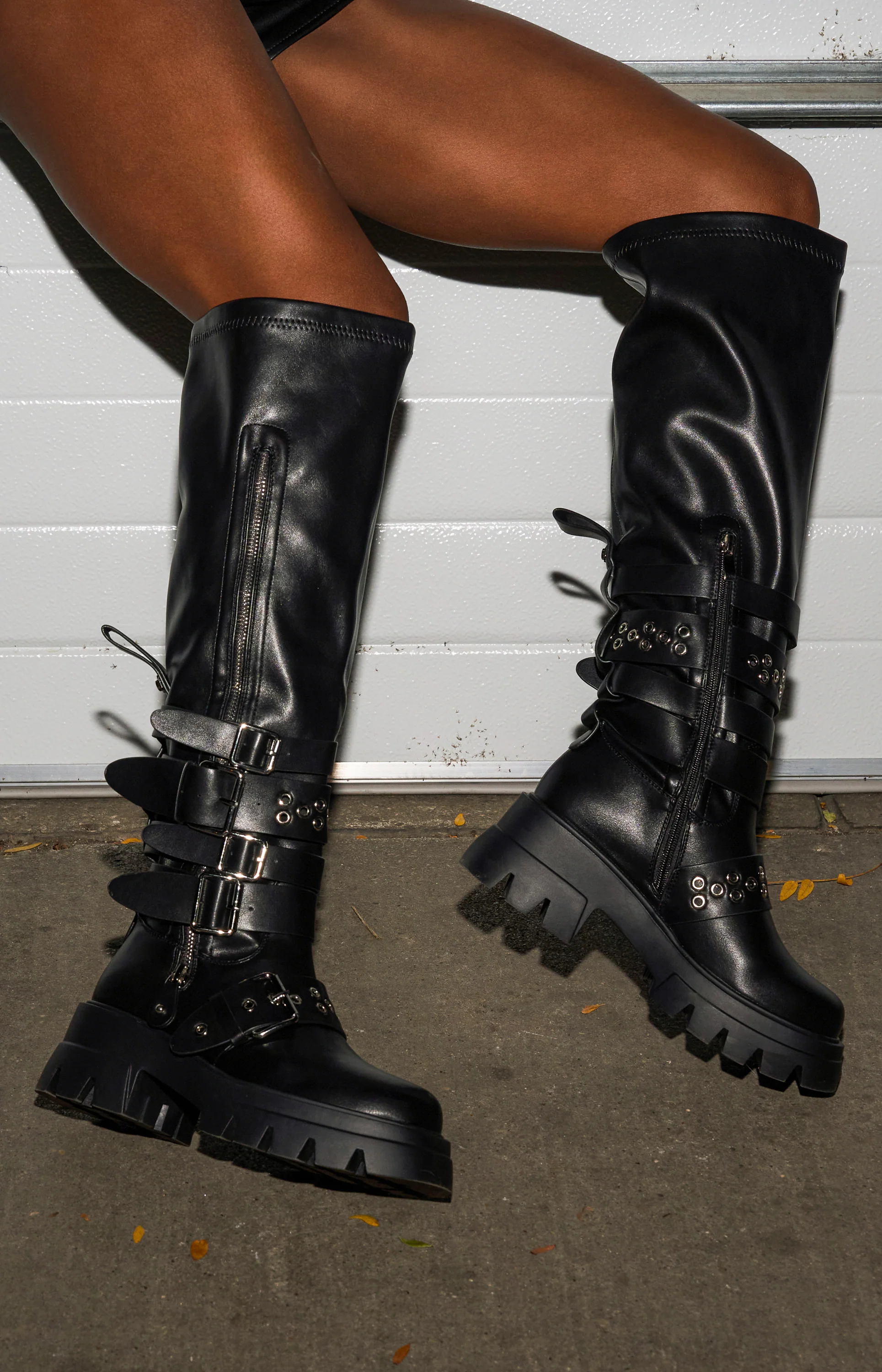 AZALEA WANG CORDOVAN BLACK BELTED BOOT - Image 3