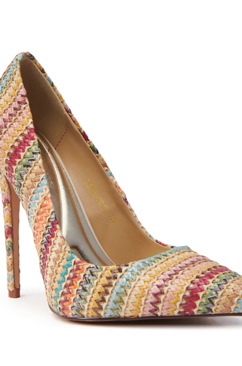 AZALEA WANG CORDULA MULTI RAFFIA STILETTO PUMP - Image 8