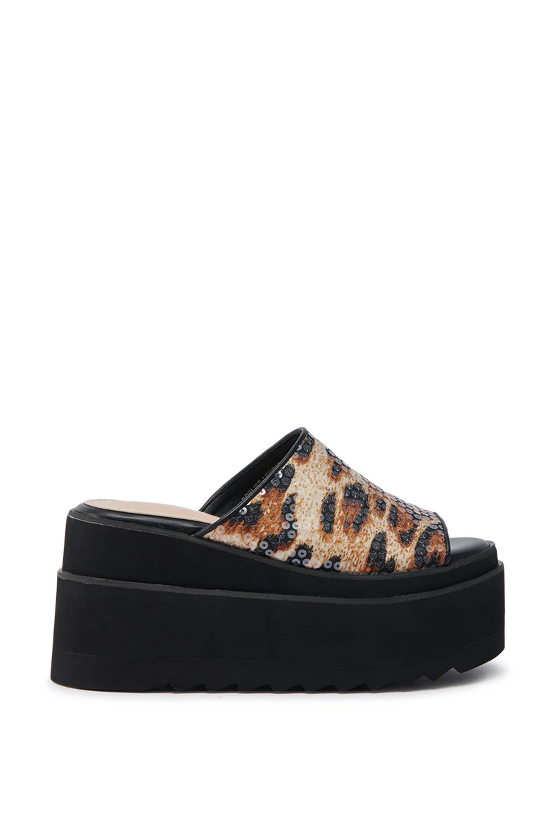 AZALEA WANG CORLISS LEOPARD FLATFORM SANDAL - Image 3