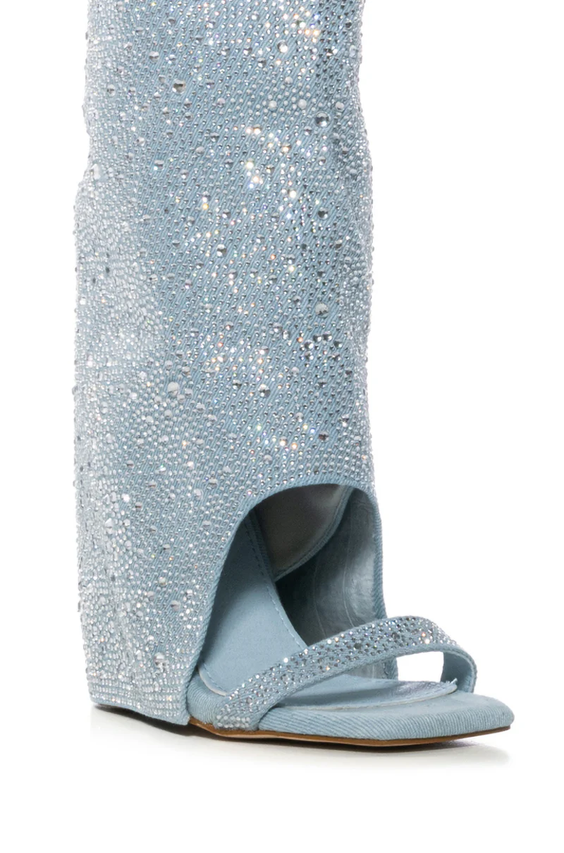 AZALEA WANG DESARAY RHINESTONE OPEN TOE WEDGE BOOTIE - Image 8
