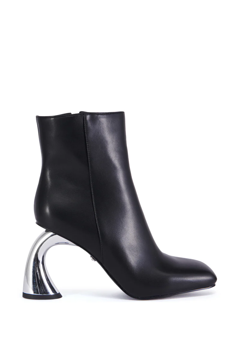 AZALEA WANG DEYCI BLACK ABSTRACT CHUNKY HEEL BOOTIE - Image 4