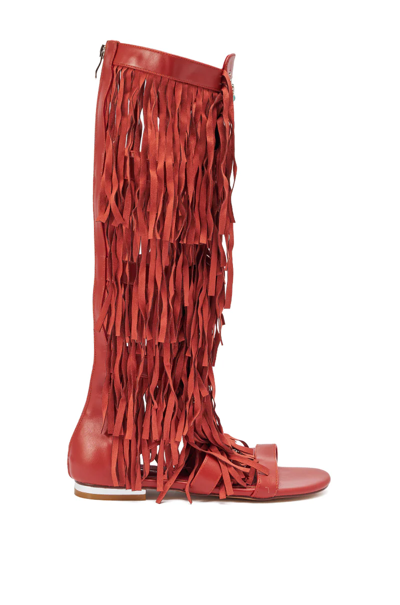 AZALEA WANG DUSTINE RED MULTI GLADIATOR EMBELLISHED SANDAL - Image 3