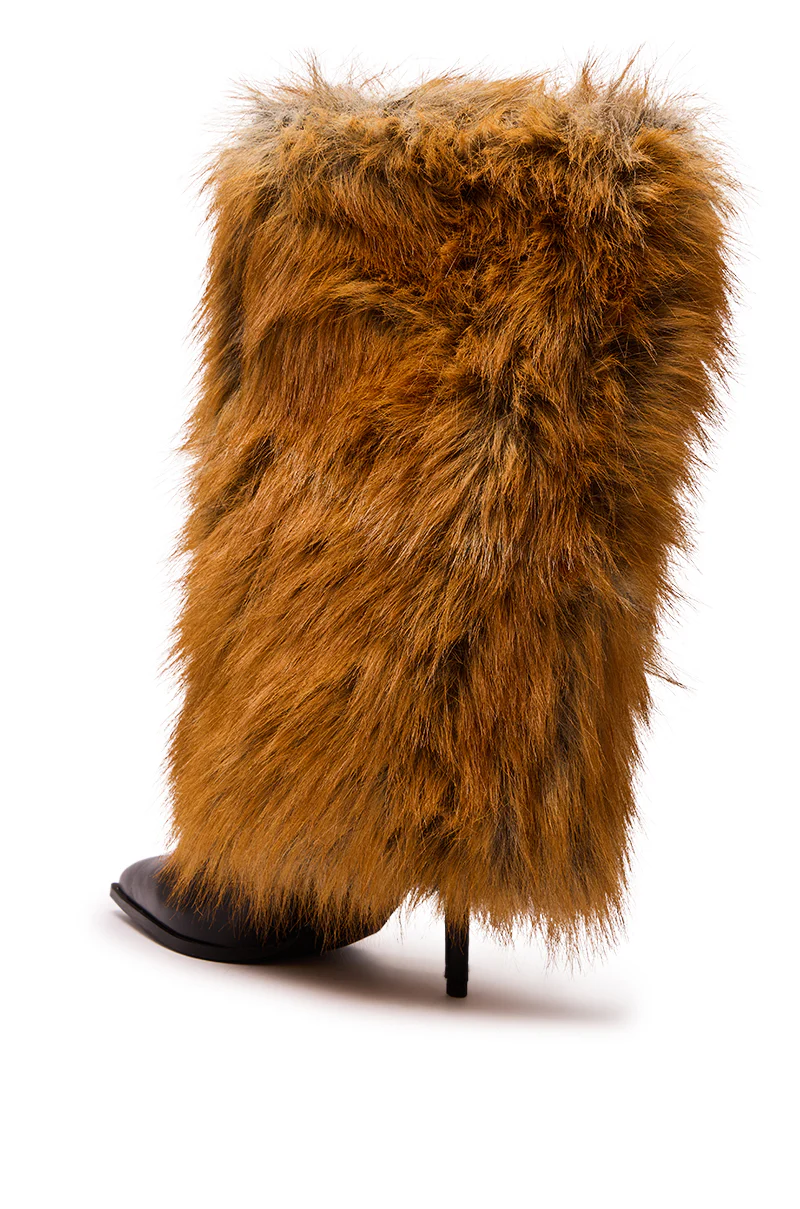 AZALEA WANG EKKEN RED FOX FUR STILETTO BOOT - Image 9