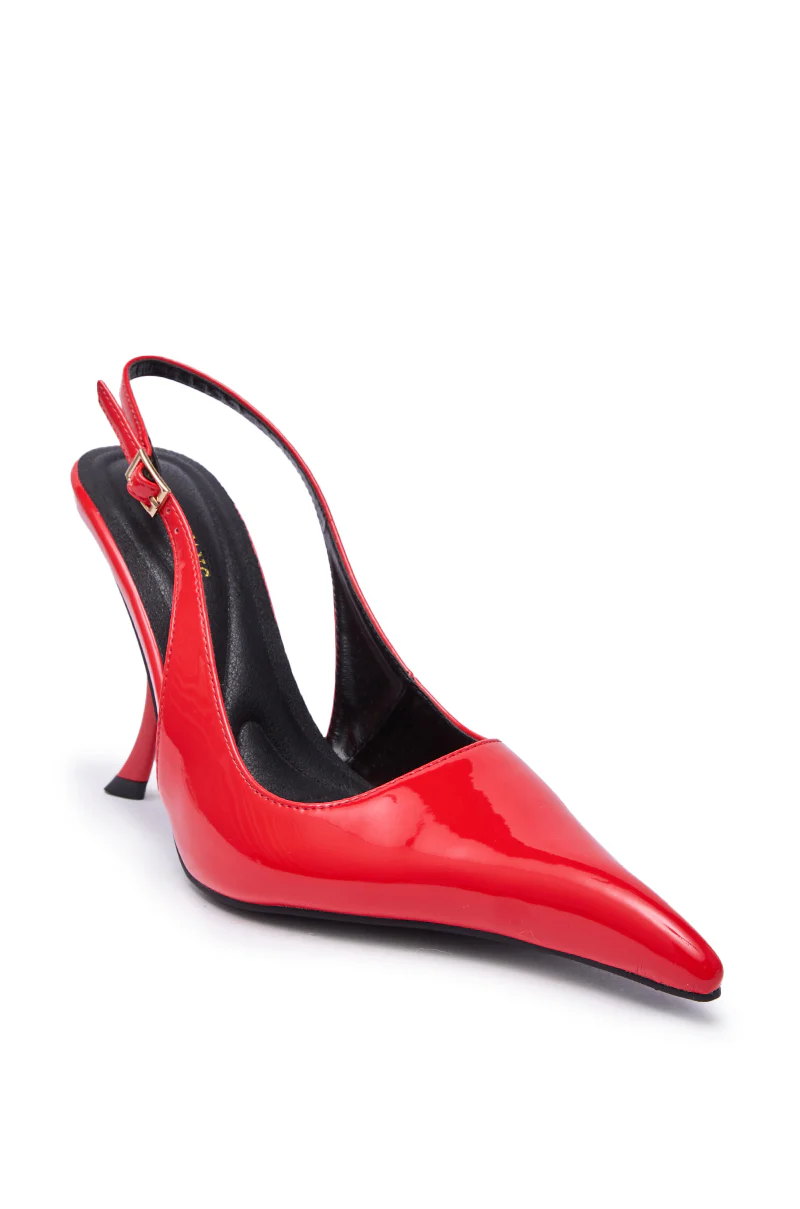 AZALEA WANG EMANUELA RED SHARP TOE SLING BACK PUMP - Image 8