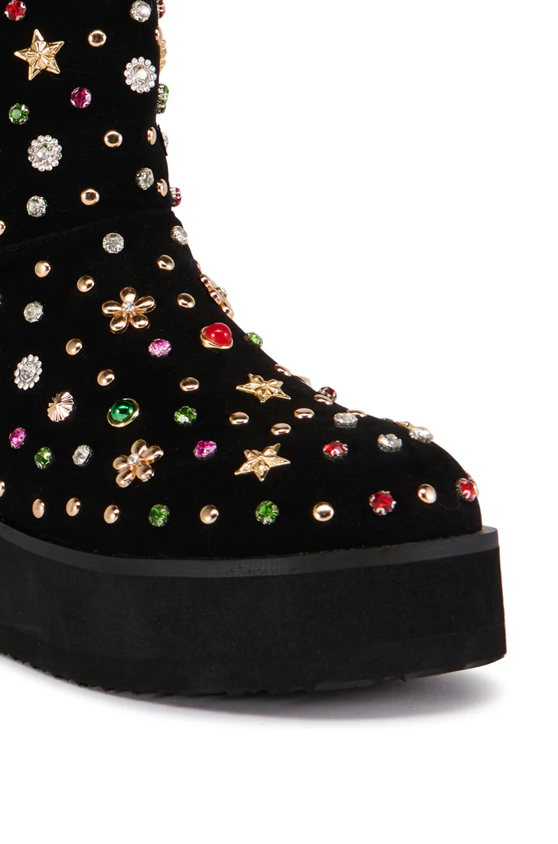 AZALEA WANG EMBELLISHED RHINESTONE BOOTIE IN BLACK - Image 5