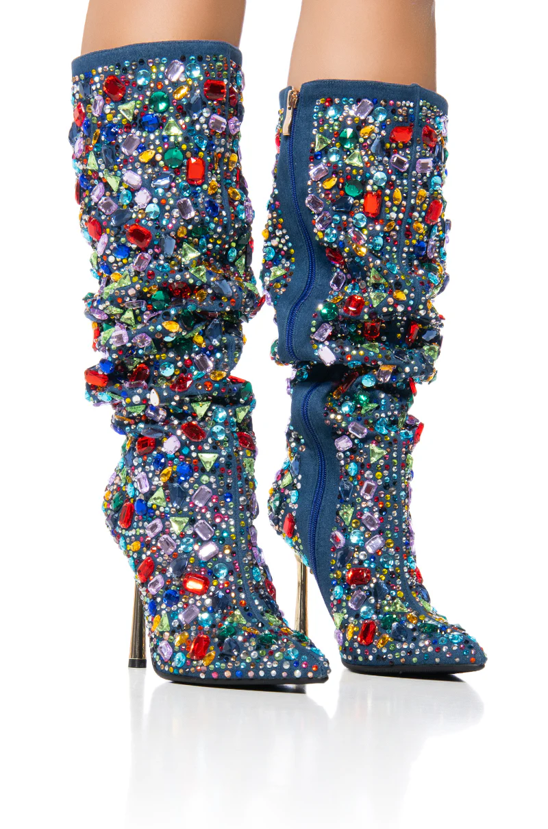 AZALEA WANG EMBER RHINESTONE MULTI STILETTO BOOT - Image 3