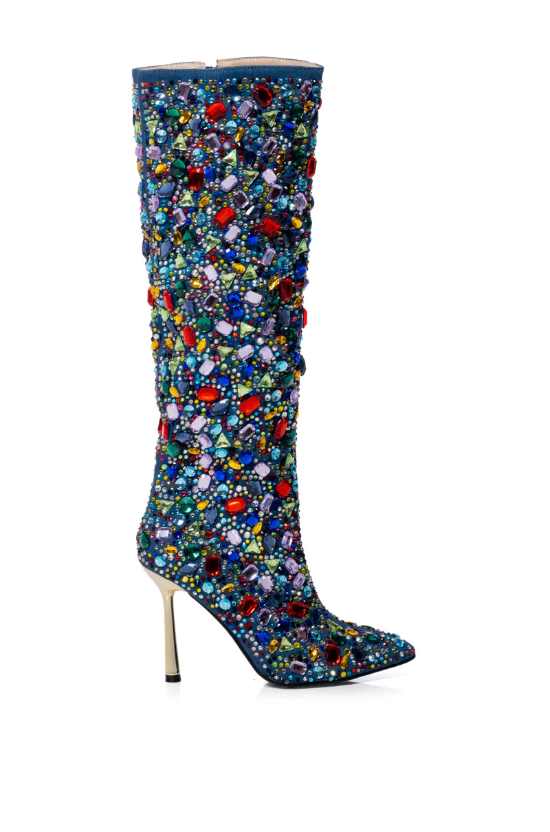 AZALEA WANG EMBER RHINESTONE MULTI STILETTO BOOT - Image 4