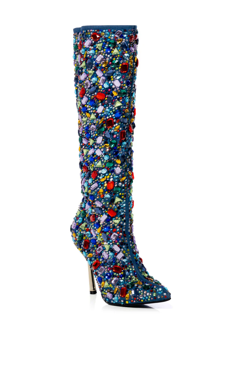 AZALEA WANG EMBER RHINESTONE MULTI STILETTO BOOT - Image 5