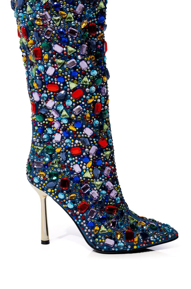 AZALEA WANG EMBER RHINESTONE MULTI STILETTO BOOT - Image 7