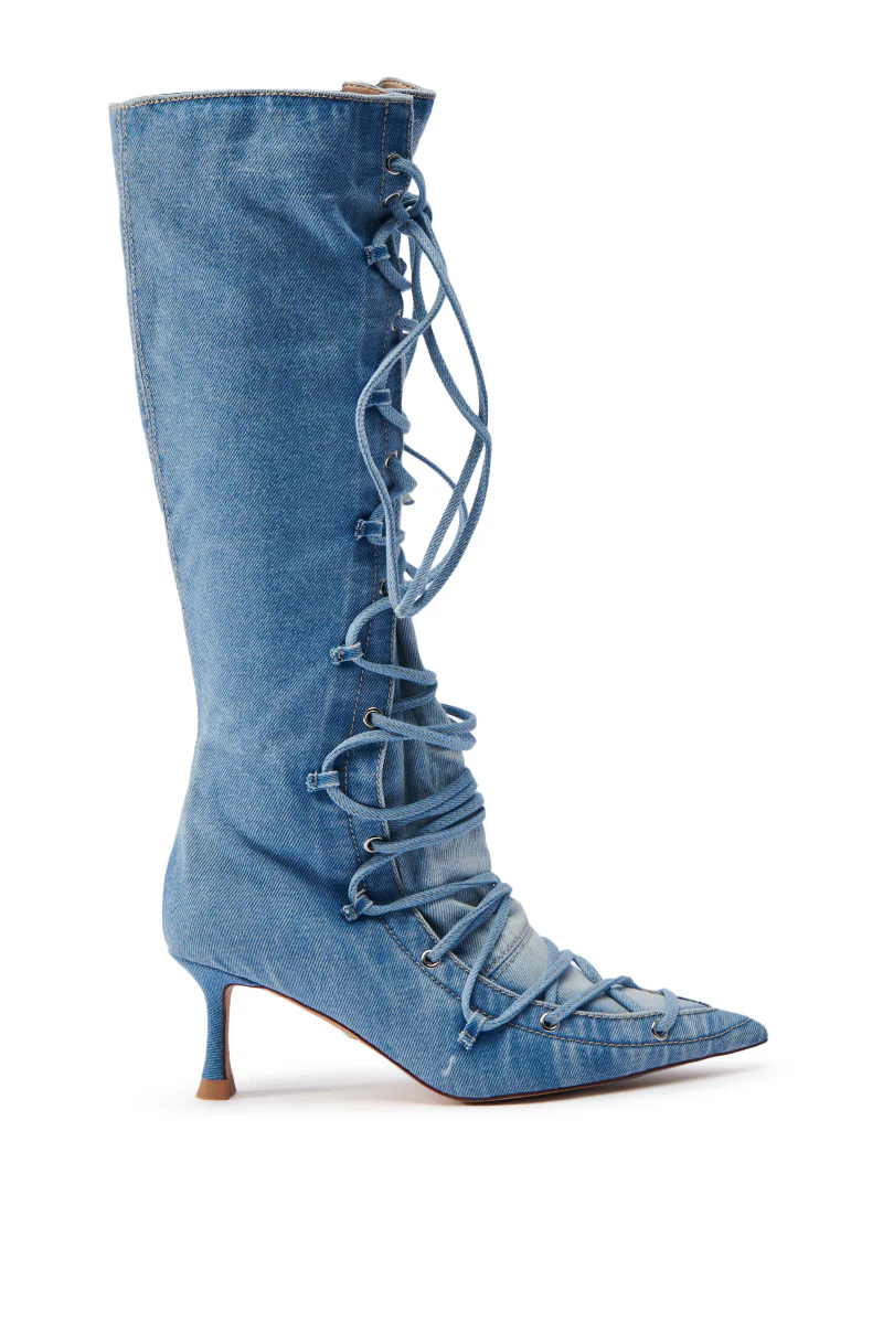AZALEA WANG EMMALINE DENIM STILETTO BOOT - Image 5