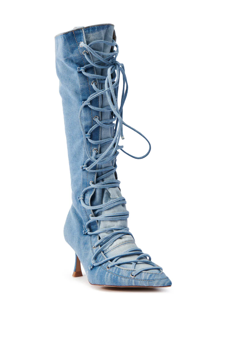 AZALEA WANG EMMALINE DENIM STILETTO BOOT - Image 6