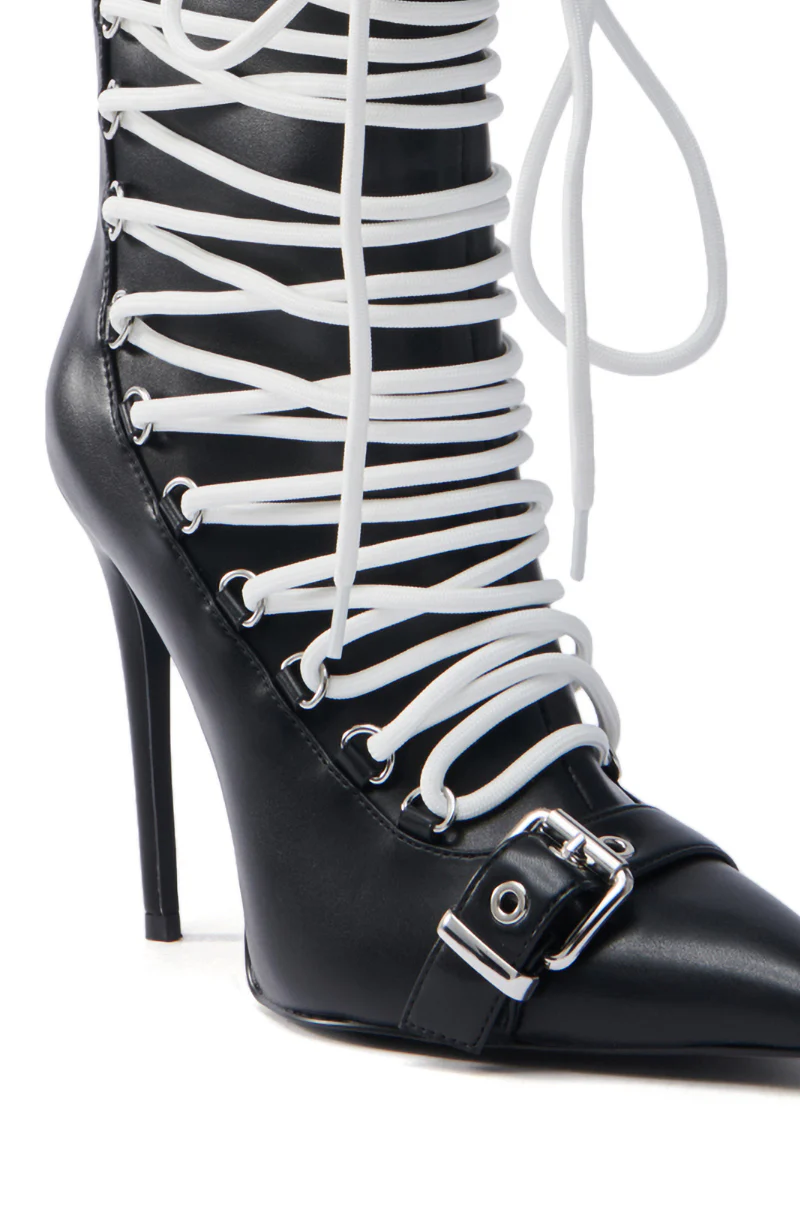 AZALEA WANG ERYX BLACK LACE UP STILETTO BOOTIE - Image 6