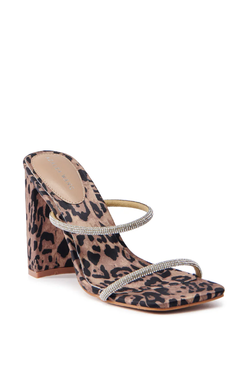 AZALEA WANG EULALIA LEOPARD SLIP ON SANDAL WITH RHINESTONE STRAPS - Image 4