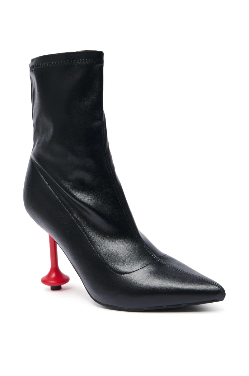 AZALEA WANG FABBRI BLACK BOOTIE WITH RED HEEL - Image 3