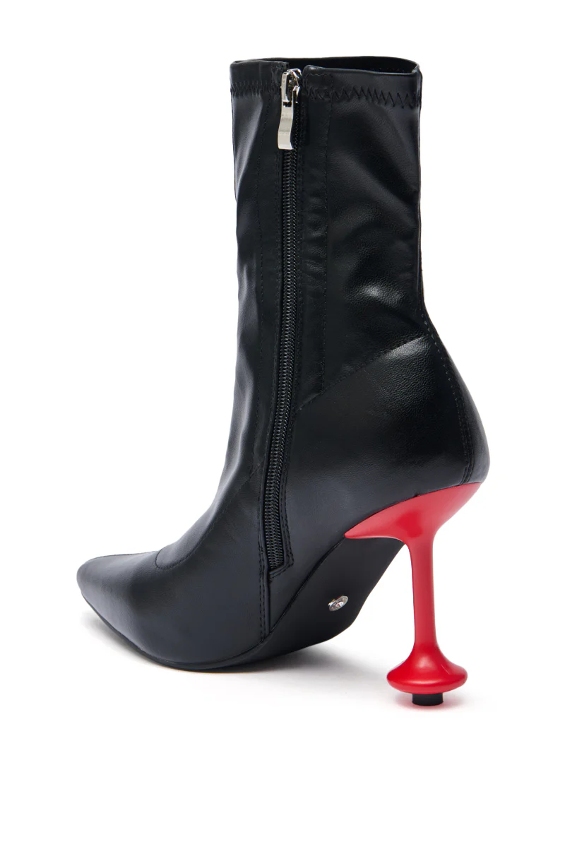 AZALEA WANG FABBRI BLACK BOOTIE WITH RED HEEL - Image 4