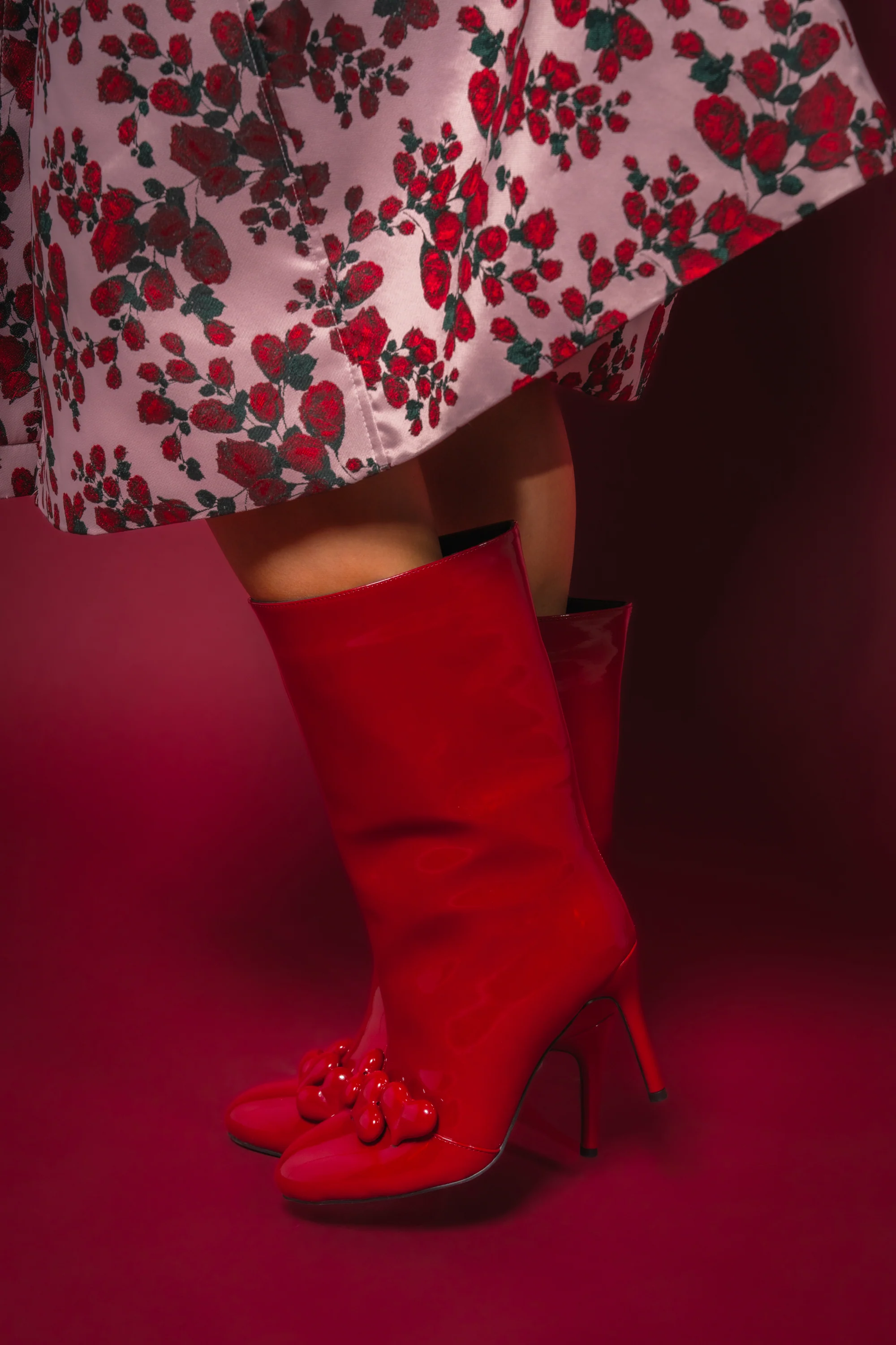 AZALEA WANG FEDELE RED PATENT HEART EMBELLISHED BOOTIE - Image 2
