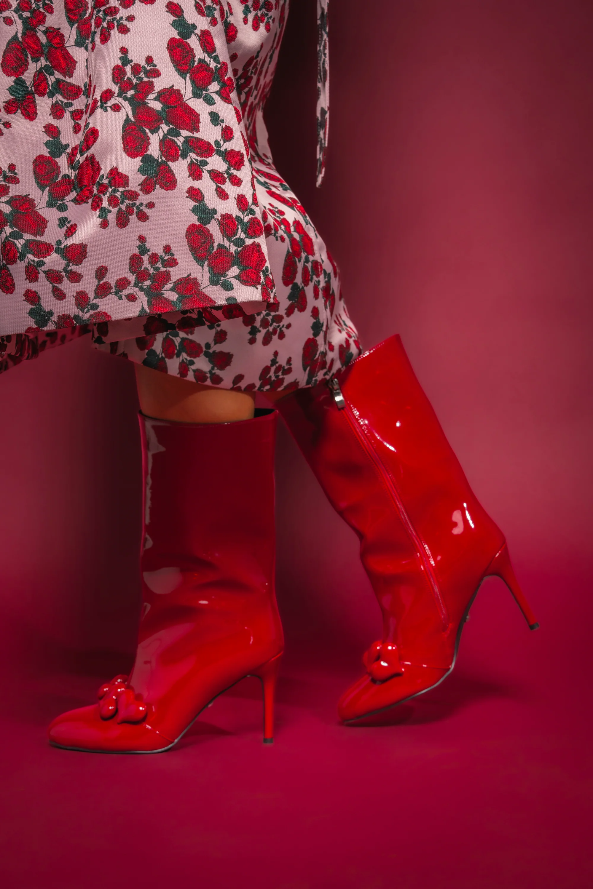 AZALEA WANG FEDELE RED PATENT HEART EMBELLISHED BOOTIE - Image 3