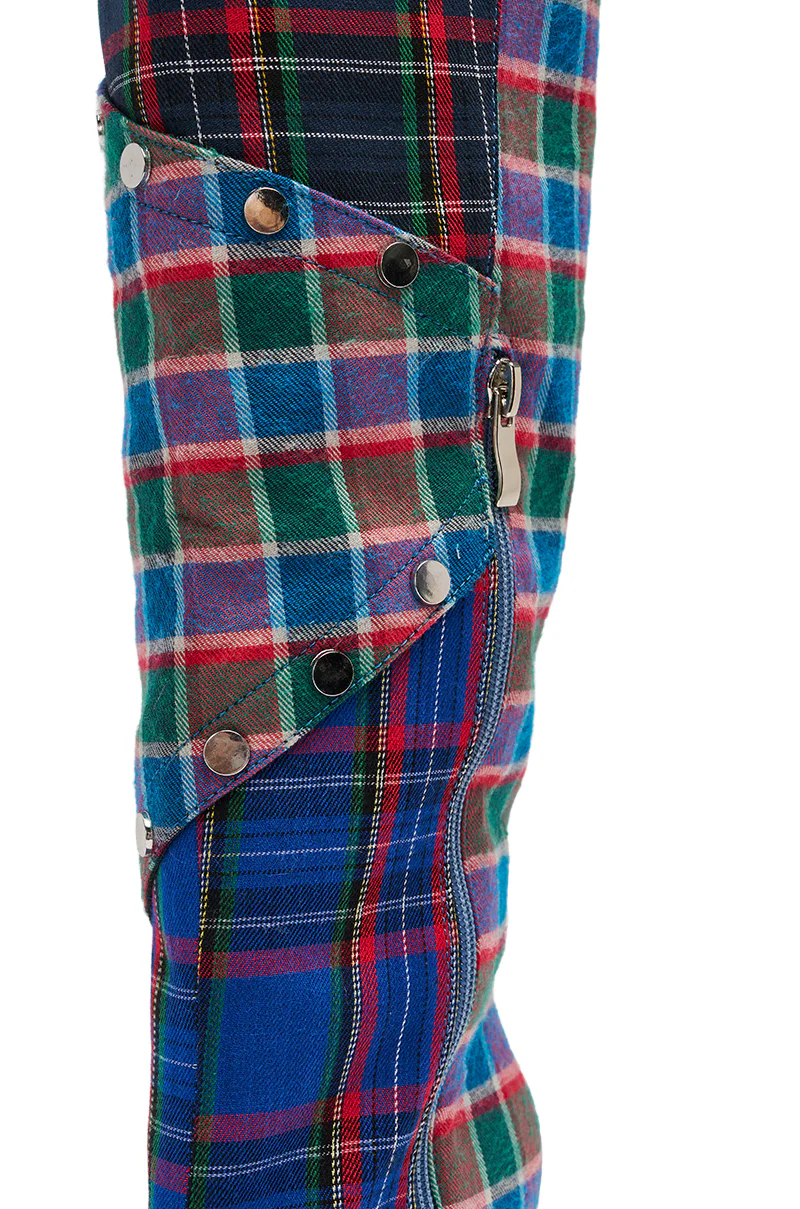AZALEA WANG FENMORE PLAID MULTI COLOR BLOCKED STILETTO BOOT - Image 7